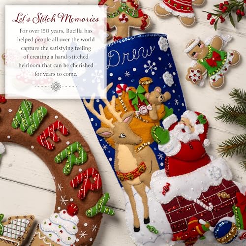 Bucilla Felt Applique Wreath Town of Bethlehem, Size 13 x 12.5-Inch, Blue, Brown, Gray - style: Classic