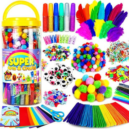 FUNZBO Arts and Crafts Supplies for Kids - Kindergarten School Craft Kit - size: Jar Set (Large)