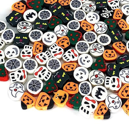 100 Pcs Polymer Clay Beads Mixed Heishi Spacer Beads Supplies for DIY Bracelet Earring Necklace Jewelry Making (Halloween-2) - color: Halloween-2