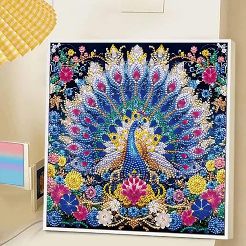 JATOK Diamond Art Kits for Adults, Peacock, Special-Shaped Gems - color: Amber