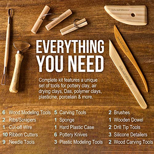 U.S. Art Supply Pottery & Clay Tools Set (53-Piece) - size: 53-Piece with Plastic Case