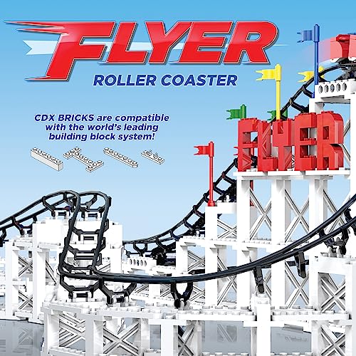 CDX Blocks: Flyer - 539 Pieces, Building Brick Set, Gravity Powered Roller Coaster Model, Promotes STEM Learning - style: Flyer
