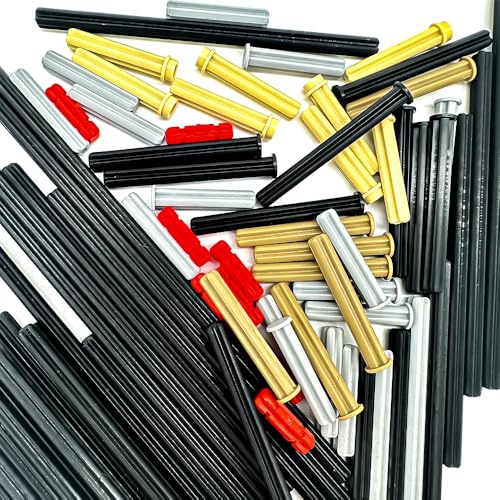 120 Pieces Axle Rods Assortment Pack, Axle Connectors Building Blocks Accessories for Building with 15 Size, Compatible with legoes Parts and Pieces