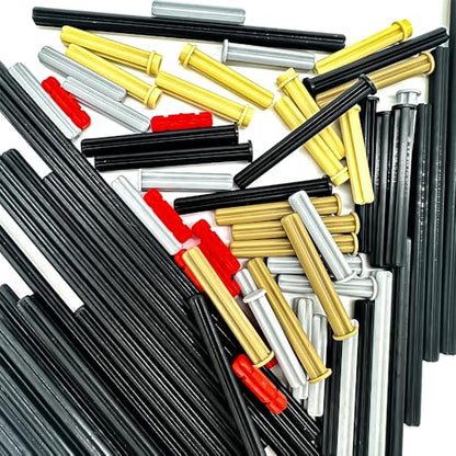 120 Pieces Axle Rods Assortment Pack, Axle Connectors Building Blocks Accessories for Building with 15 Size, Compatible with legoes Parts and Pieces