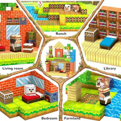 Magnetic Blocks,Birthday Gift Toys for 3 4 5 6 7 8 Year Old Boys & Girls, - color: Village World