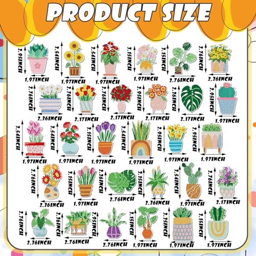 Remuuly 30 Pcs Diamond Painting Magnets Plant Flower Diamond Art Magnet Kit - color: Potted Plant