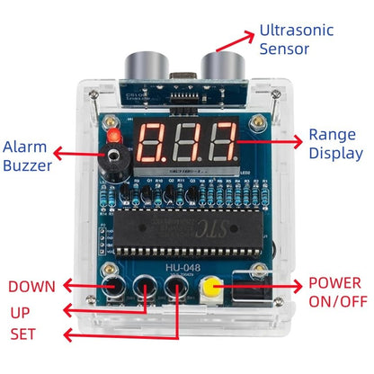 DIY Ultrasonic Range Meter Soldering Practice kit, Complete Soldering Project kit with Components, PCB & Enclosure, Perfect for Electronics Enthusiasts & Beginners