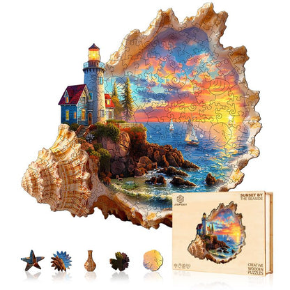 Jigfoxy Wooden Puzzles for Adults, Sunset by the Seaside Wood Puzzles Adult - color: Sunset By the Seaside, size: X-Large