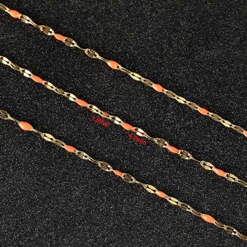 UMAOKANG 5 Meters Gold Plated Stainless Steel Bulk Chain for Jewelry Making - color: Gold-Orange