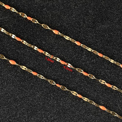 UMAOKANG 5 Meters Gold Plated Stainless Steel Bulk Chain for Jewelry Making - color: Gold-Orange