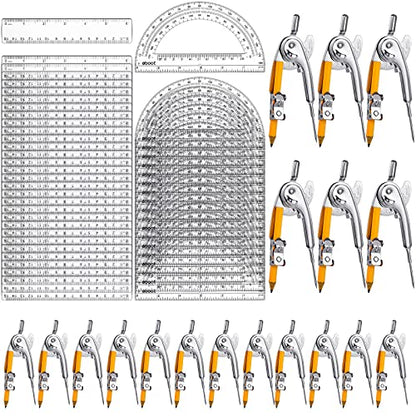 Lincia 96 Pcs Geometry Protractor and Compass Set for Geometry Math