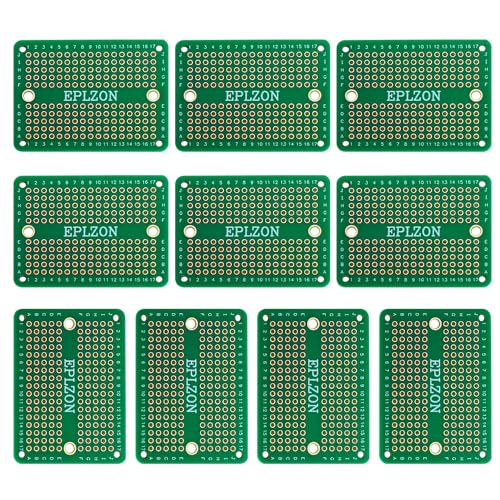Solderable Breadboard Mini PCB Board Gold-Plated Solder Breadboard for DIY Electronics Projects Apply to Soldering Projects 2.0"x1.5" Mixed Color(Pack of 10 Pcs,Green) - size: Green