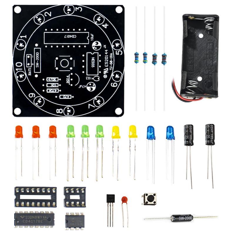 Soldering Practice Kit for Beginners – DIY Electronic Lucky Wheel Game Board, 10-LED Soldering Training Kit with Button Start, STEM Learning Electronics Project for Students & Hobbyists