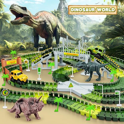 Dinosaur Tracks, 271 PCS Create A Dinosaur World Road Race Kids Boys Toys - color: Dinosaur Race Tracks