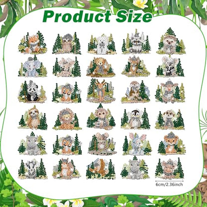 Xuhal 30 Pcs Wildlife Diamond Painting Magnets Diamond Art Kits for Adults - color: Woodland