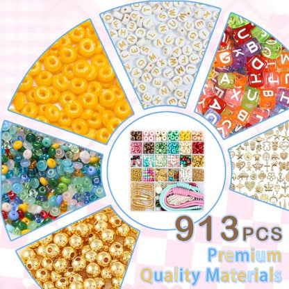 Kasmena 900+ Pcs DIY Bag Charm & Keychain Making Kit with Beads and Charms - size: 900+ PCS