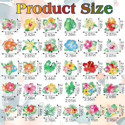 Remuuly 30 Pcs Hawaiian Diamond Painting Magnets Diamond Art Kits for Adult - color: Floral