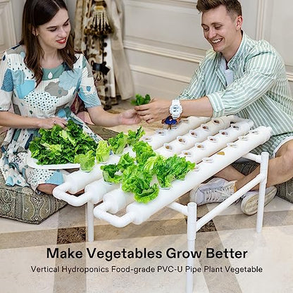 VIVOSUN Hydroponic Grow Kit, 1 Layer 36 Plant Sites 4 Food-Grade PVC-U Pipes Hydroponics Planting System with Water Pump, Pump Timer, Nest Basket and Sponge for Leafy Vegetables - size: 36