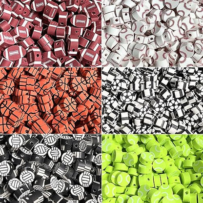 100 Pcs Sport Ball Polymer Clay Beads Mixed Heishi Spacer Beads Supplies for DIY Bracelet Earring Necklace Jewelry Making - color: Ball