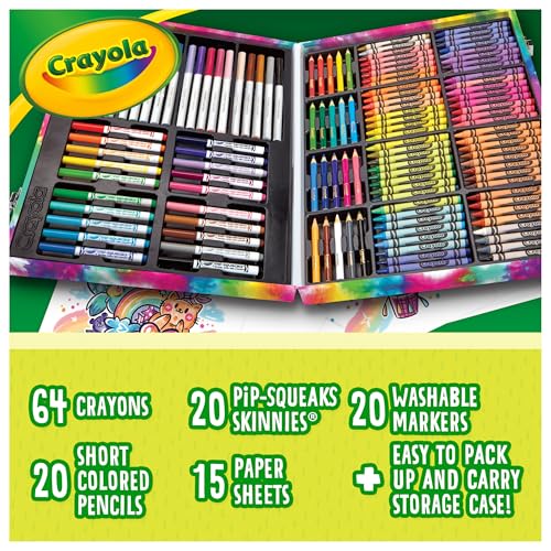 Crayola Inspiration Art Case Coloring Set - Tie-Dye (140ct), Art Supplies Set For Kids, Travel Drawing Kit, Gift for Girls & Boys, Ages 5+ [Amazon Exclusive]