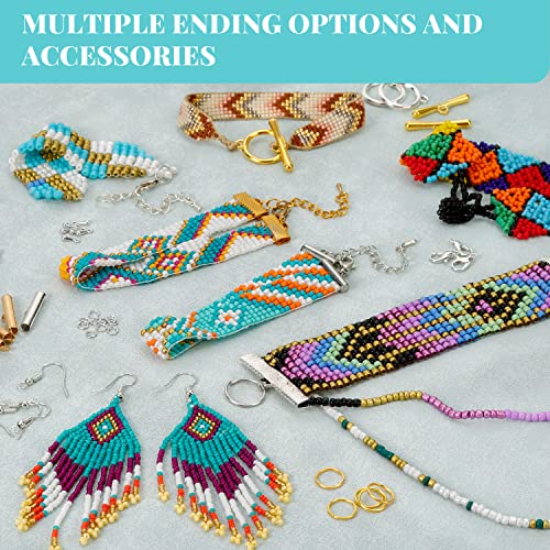 PP OPOUNT Value Bead Loom Kit, 11343 PCS Loom Beading Supplies with Lots of Seed Beads, Complete Jewelry Making Tools and Accessories, Beading Loom Kits for Adults Jewelry Making Bracelets Belts - size: 11343 PCS