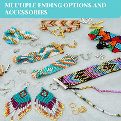 PP OPOUNT Value Bead Loom Kit, 11343 PCS Loom Beading Supplies with Lots of Seed Beads, Complete Jewelry Making Tools and Accessories, Beading Loom Kits for Adults Jewelry Making Bracelets Belts - size: 11343 PCS