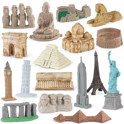SCAHOW World Famous Building Models for Kids Toddlers 3 4 5 6 7 Years Old, 17pcs Landmark Architecture Toy Figurines,Edcucational Learning Toy Figure for Boys and Girls