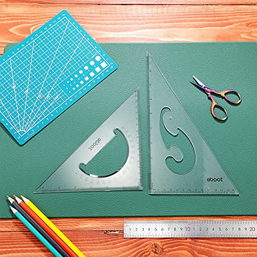 EBOOT 2 Pcs Large Transparent Triangle Ruler 30/60 and 45/90 Degrees, Clear - color: Clear