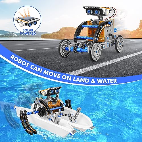 STEM 13-in-1 Education Solar Power Robots Toys for Boys Age 8-12 - color: Blue Gray
