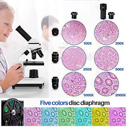 2000X Compound Microscope for Kids Adults: Microscope for Biology Education