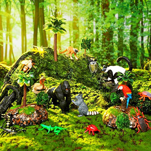 Jexine 25 Pack Rainforest Animals Figures Tropical Diorama Kit Kids