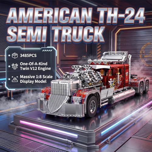 TH-24 Semi Truck and Trailer Model Car Building Set for Adults 3485 Pcs - style: TH-24 Semi Truck