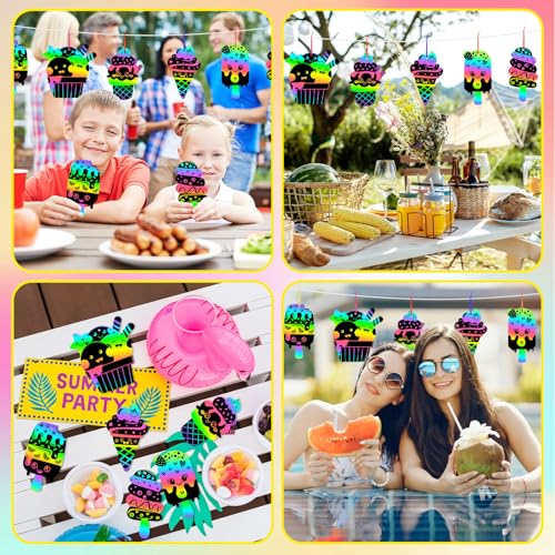 JULMELON 36PCS Summer Crafts for Kids, Ice Cream Scratch Art Party Favors - style: Summer Crafts