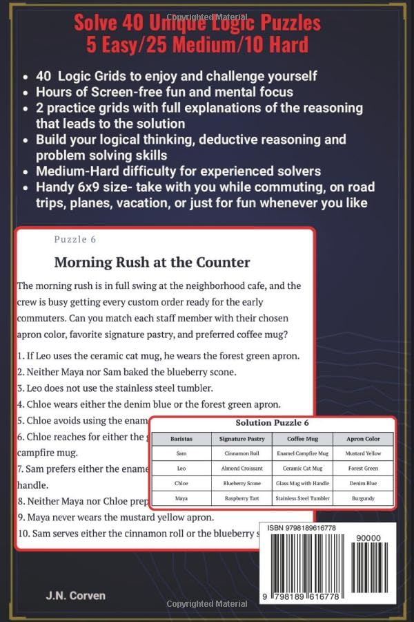 Logic Grid Puzzle Book: 40 Logic Puzzles for Adults • Easy to Hard Brain Teasers & Puzzle Challenges For Adults. Solve Puzzles Using Logic, Deductive ... Fun. Logic Puzzles With a Variety of Themes.