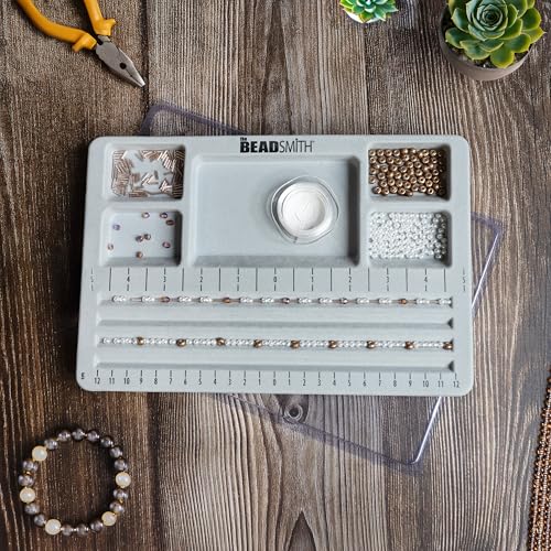The Beadsmith Mini Bead Board, Grey Flocked - size: 4 Straight Channel w/ Cover
