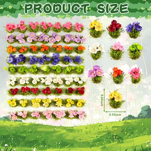 Warmtree 63 Pcs Miniature Colorful Flower Cluster Static Grass Tufts - color: Color a