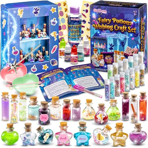 GirlZone Fairy Potions Wish Maker Set - 3 x 6.8 x 9.1 in, Multicolor, Box, Ages 7+ - Magical Play Set & Potion Craft Kit with Spell Kits for Kids