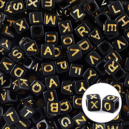 Augshy 1400pcs 5 Color Acrylic Alphabet Beads for DIY Bracelets Making - color: 5colors B