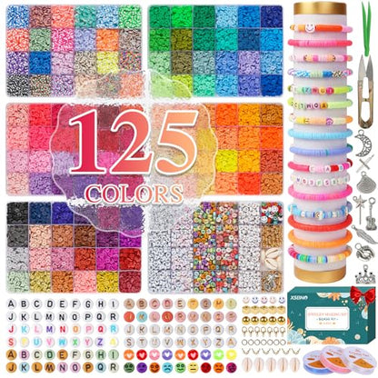 XSEINO 23000Pcs Clay Beads Bracelet Making Kit, 6Boxes 125Colors - color: 6 Boxes