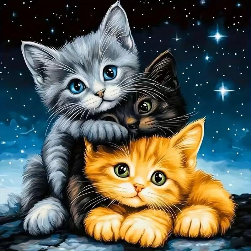 5D Starry Cat diamond art kits For adults,DIY Dimond Art Paintings Kits - color: YP075