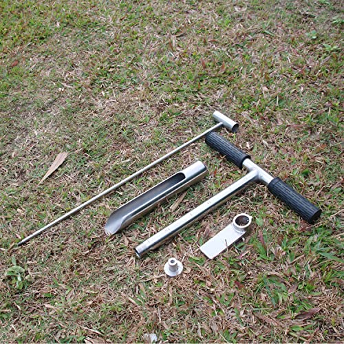 Soil Sample Probe 20” with Ejector and Foot Pedal,Soil Probe Stainless Steel T-Style Handle Soil Test Kit,Soil Probe Rod for Soil Sampling Plant Care/Agriculture/Garden/Farm - size: 20”S/T-Style（B）