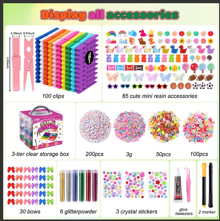 JOICEE 100 Set Cheer Pins Spirit Clips Clothes Pins Kit with Storage Box - color: 100pcs