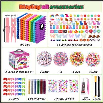 JOICEE 100 Set Cheer Pins Spirit Clips Clothes Pins Kit with Storage Box - color: 100pcs