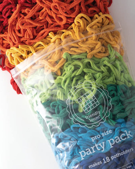 Friendly Loom Quality Cotton Weaving Loops in Rainbow Colors – 10” PRO Size | Weave 18 Functional Potholders | Made in the USA