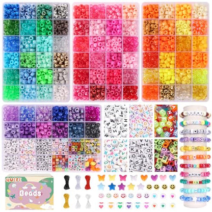 Quefe 84 Colors 4900pcs Kandi Bead Pony Beads Kandi Bracelet Kit - color: B-84 colors