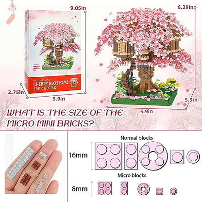 NEWABWN Cherry Blossom Bonsai Tree Mini Micro Building Set, Japanese Sakura Tree House Model Sets for Adults, Flowers House Mini Bricks Building Kit, Creative Gift Toys for Teens 14 (2028PCS) - style: A