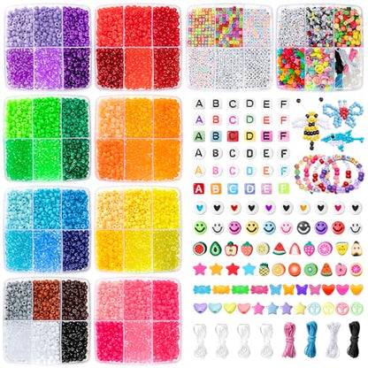 Simetufy 12000Pcs Pony Beads Bracelet Making Kit 48 Colors for Kandi Craft - color: 48colors-12000pcs set