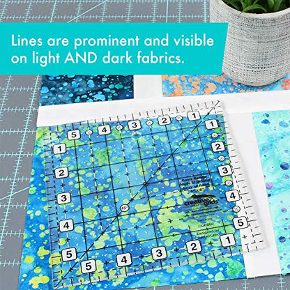 Creative Grids Basic Range 6in x 6in Square Quilt Ruler – CGRBR2 – Made in USA, Non-Slip Grip Acrylic Quilting, Sewing, Crafting, Patchwork Ruler for Measuring & Cutting Fabric