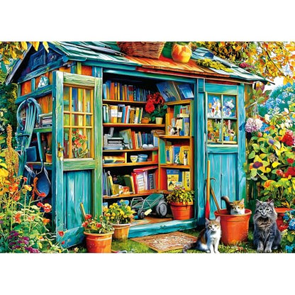 Blueforest Puzzles for Adults 1000 Pieces Cozy Garden Shed with Cats - color: Cozy Garden Shed