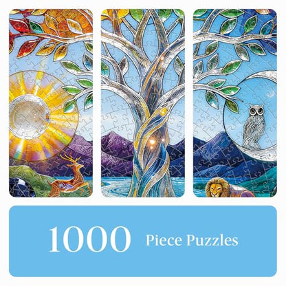 Puzzles for Adults 1000 Pieces, Sun & Moon Crystal Tree of Life - color: A-tree of Life With Sun & Moon